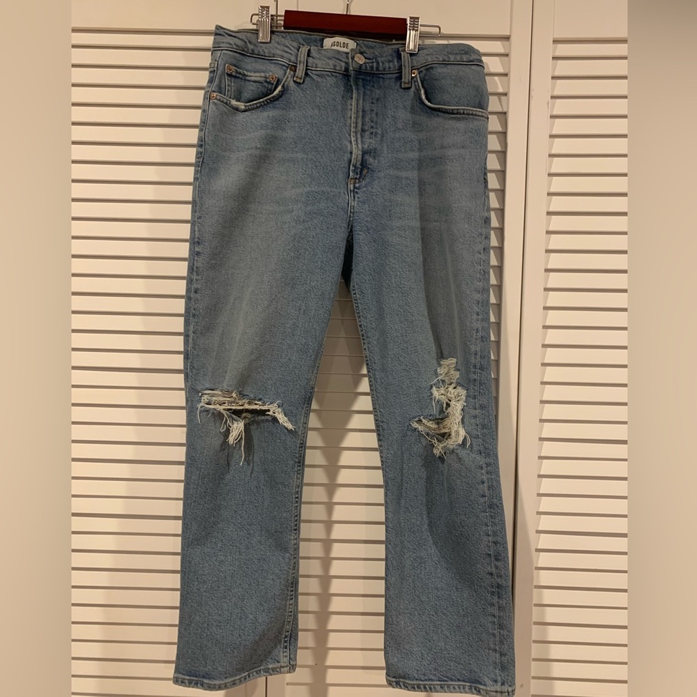 AGOLDE Hi Rise Straight Leg Distressed Jeans Size 29